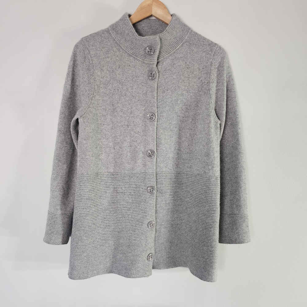 MaxMara Light Gray Button-Up Cardigan Cashmere Size L